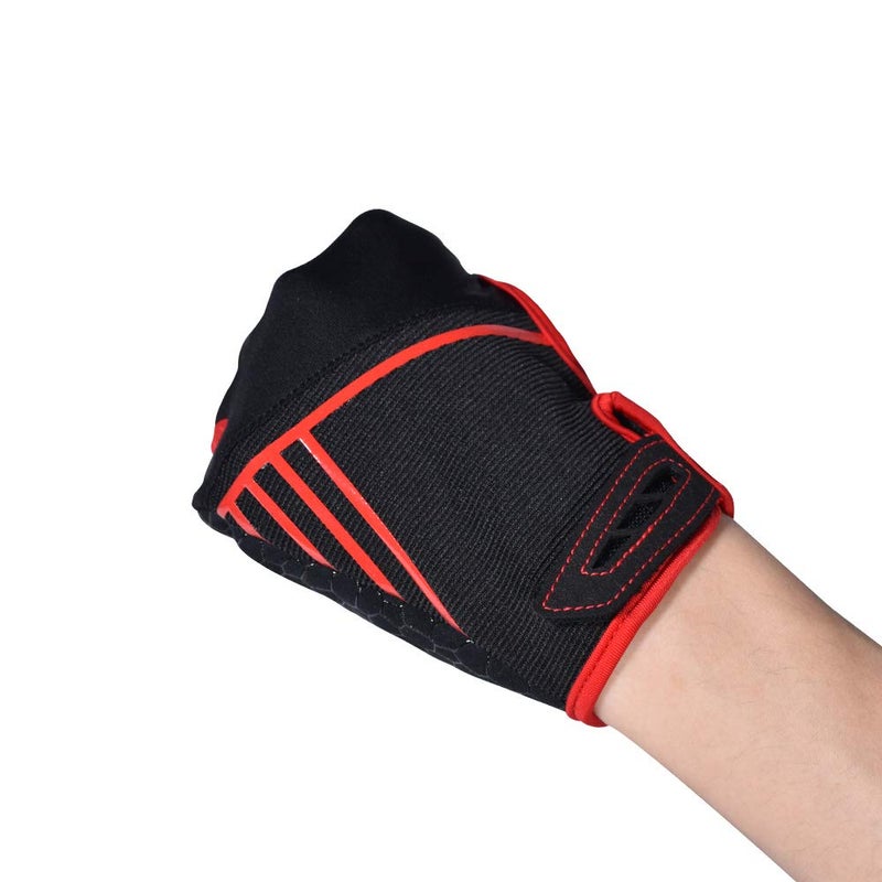 Mumian Professional Anti-Skid Bowling Gloves Comfortable Bowling Accessories Semi-Finger Instruments Sports Gloves Mittens for Bowling (Black Red, M) - Image 3